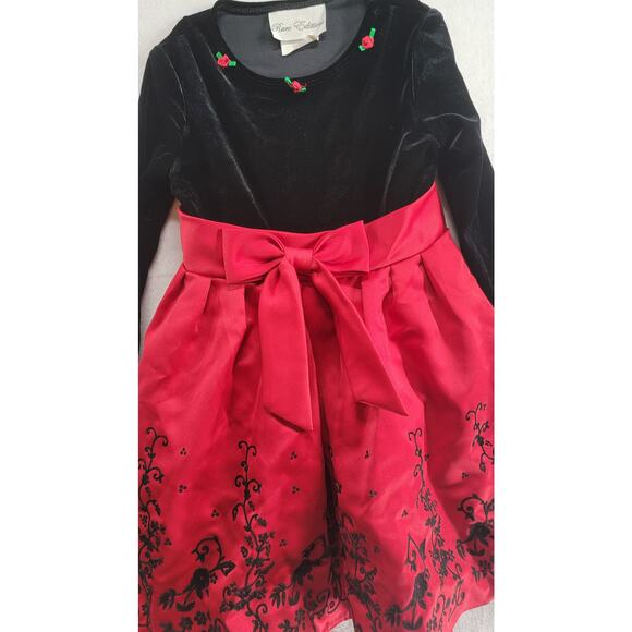 Girls Rare Editions Dress Velvet and Red SZ 3T - Picture 2 of 8